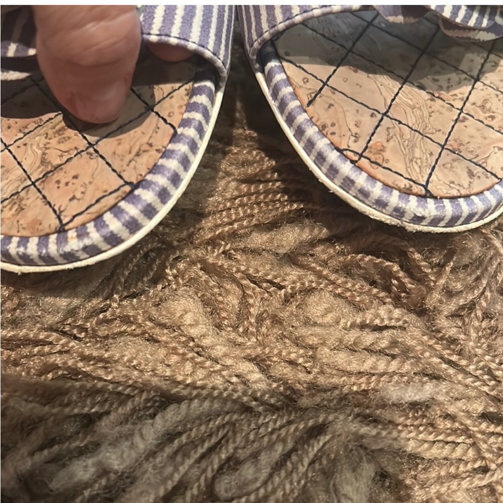 CHANEL Striped Sandals in Blue and Tan - Picture 5 of 5